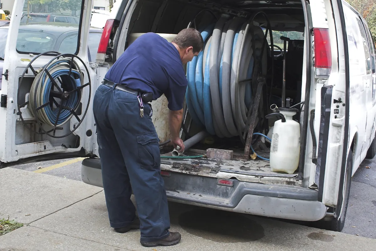 cleaning van and man